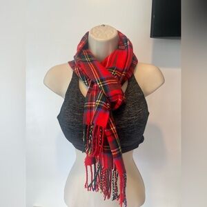 D&Y Red and Black Plaid Scarf